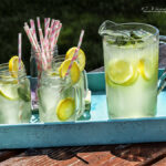 Lemonade with lemon slices on a tray | photography, images, and art for hotels, office buildings, homes, restaurants, hospitals, and shopping malls