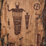 Rock Art Panel with Two Figures | photography, images, and art for hotels, office buildings, homes, restaurants, hospitals, and shopping malls