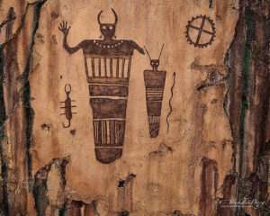 Rock Art Panel with Two Figures | photography, images, and art for hotels, office buildings, homes, restaurants, hospitals, and shopping malls